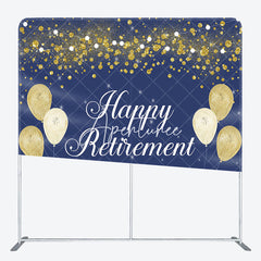 Aperturee - Aperturee Blue Gold Happy Retirement Event Tension Backdrop