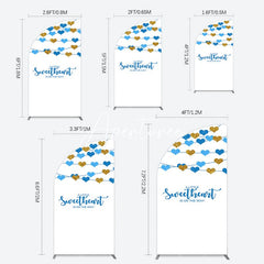 Aperturee - Aperturee Blue Gold Little Sweatheart Baby Shower Half Moon Arch Backdrop