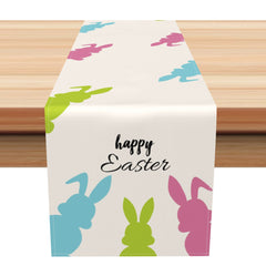 Aperturee - Aperturee Blue Green Pink Bunny Happy Easter Table Runner