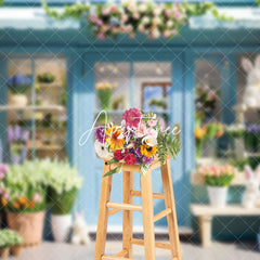 Aperturee - Aperturee Blue Greenhouse Floral Spring Photography Backdrop