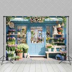 Aperturee - Aperturee Blue Greenhouse Floral Spring Photography Backdrop