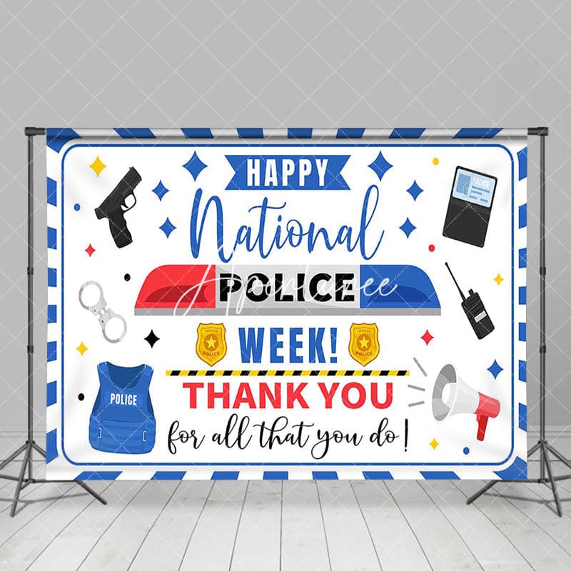 Aperturee - Aperturee Blue Happy National Police Week Thank You Backdrop