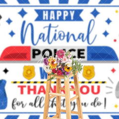 Aperturee - Aperturee Blue Happy National Police Week Thank You Backdrop