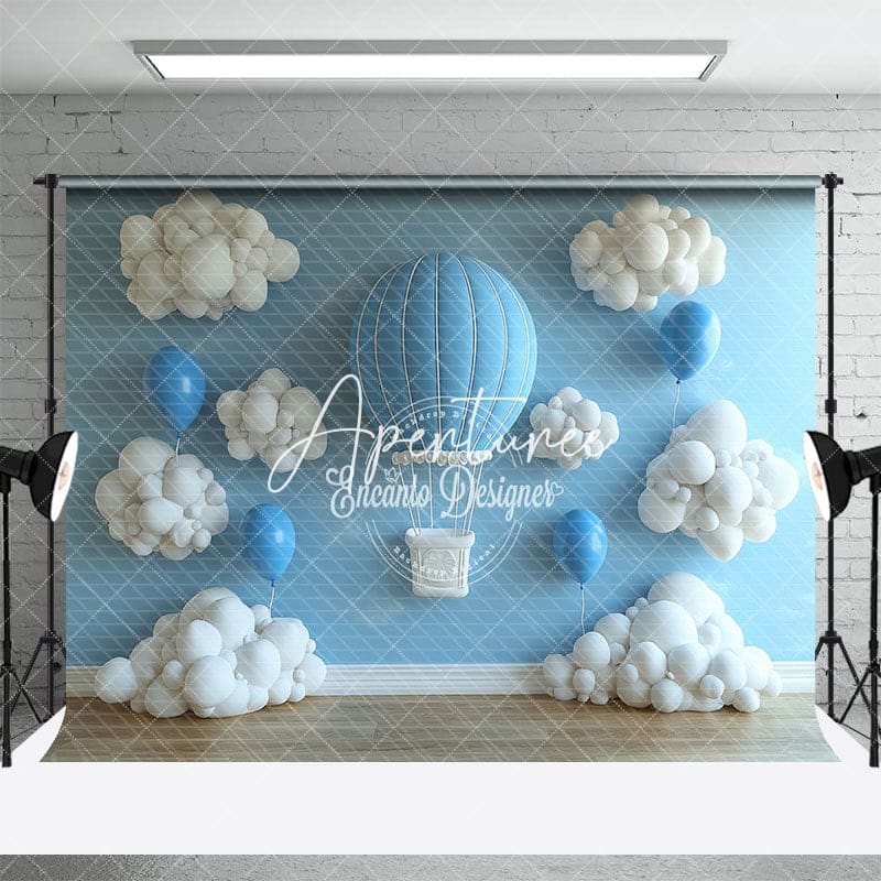 Aperturee - Aperturee Blue Hot Air Balloon Dreamscape Photography Backdrop