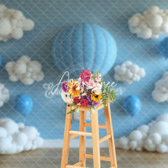 Aperturee - Aperturee Blue Hot Air Balloon Dreamscape Photography Backdrop