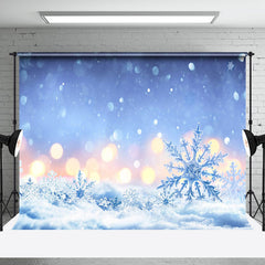 Aperturee - Aperturee Blue Ice Snowflake Light Bokeh Night Winter Backdrop