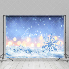 Aperturee - Aperturee Blue Ice Snowflake Light Bokeh Night Winter Backdrop