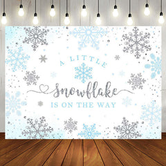 Aperturee - Aperturee Blue Little Snowflake Winter Baby Shower Backdrop