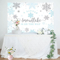 Aperturee - Aperturee Blue Little Snowflake Winter Baby Shower Backdrop