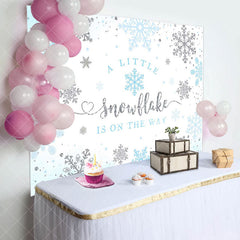 Aperturee - Aperturee Blue Little Snowflake Winter Baby Shower Backdrop