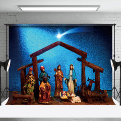 Aperturee - Aperturee Blue Night Holy Light Nativity Christmas Backdrop