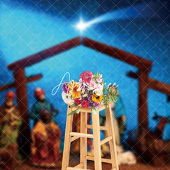 Aperturee - Aperturee Blue Night Holy Light Nativity Christmas Backdrop