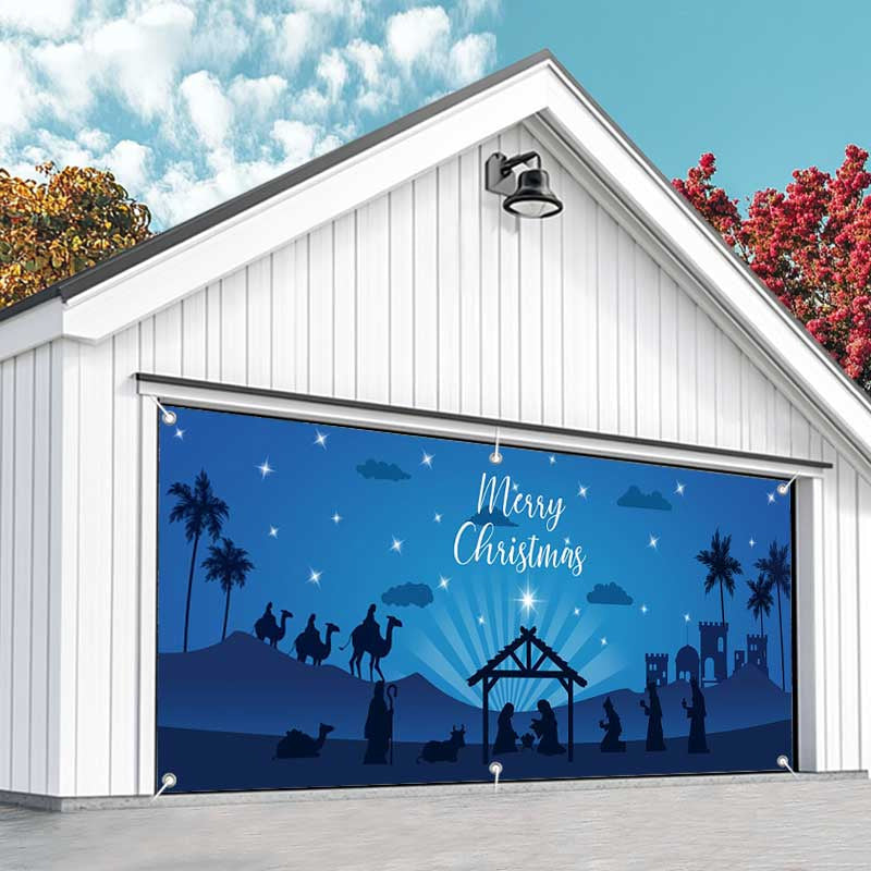 Aperturee - Aperturee Blue Night Jesus Pilgrimage Xmas Garage Door Banner