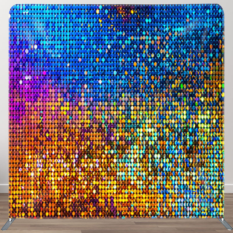 Aperturee - Aperturee Blue Orange Gradient Sequin Glitter Backdrop For Decor