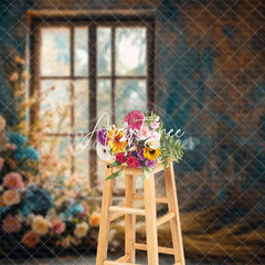 Aperturee - Aperturee Blue Orange Wall Window Rose Boho Wedding Backdrop