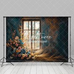 Aperturee - Aperturee Blue Orange Wall Window Rose Boho Wedding Backdrop