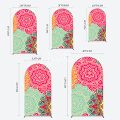 Aperturee - Aperturee Blue Pink Floral Pattern Mandala Lohri Arch Backdrop