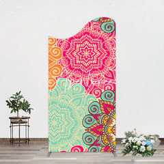 Aperturee - Aperturee Blue Pink Floral Pattern Mandala Lohri Arch Backdrop