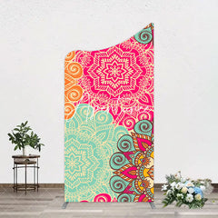 Aperturee - Aperturee Blue Pink Floral Pattern Mandala Lohri Arch Backdrop