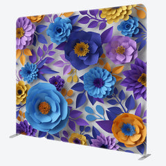 Aperturee - Aperturee Blue Purple Paper Flower Fabric Party Backdrop Cover