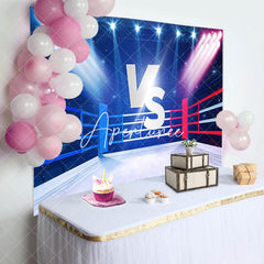 Aperturee - Aperturee Blue Red Boxing Ring Sport Baby Shower Backdrop