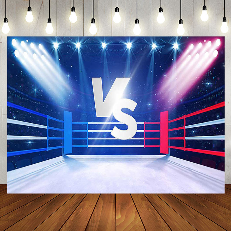 Aperturee - Aperturee Blue Red Boxing Ring Sport Baby Shower Backdrop