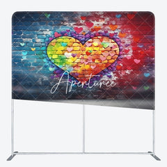 Aperturee - Aperturee Blue Red Bricks Wall Heart Pillow Cover Backdrop