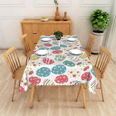 Aperturee - Aperturee Blue Red Egg Easter Party Decor Rectangle Tablecloth