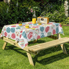 Aperturee - Aperturee Blue Red Egg Easter Party Decor Rectangle Tablecloth