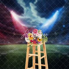 Aperturee - Aperturee Blue Red Spotlight Sports Stadium Party Backdrop