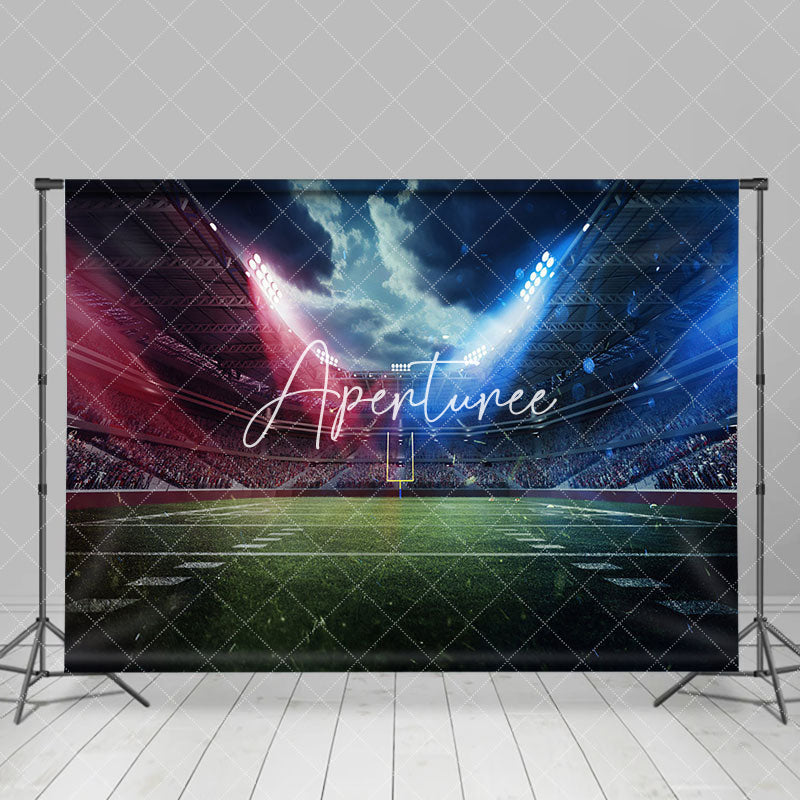 Aperturee - Aperturee Blue Red Spotlight Sports Stadium Party Backdrop