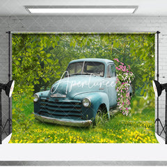 Aperturee - Aperturee Blue Retro Truck Forest Spring Combo Set Backdrop