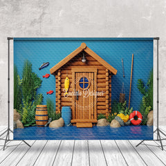 Aperturee - Aperturee Blue River Wooden House Fishing Cake Smash Backdrop