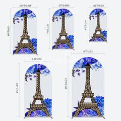 Aperturee - Aperturee Blue Rose Simple Eiffel Tower Birthday Arch Backdrop