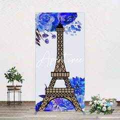 Aperturee - Aperturee Blue Rose Simple Eiffel Tower Birthday Arch Backdrop