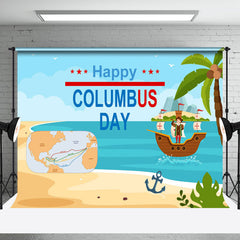 Aperturee - Aperturee Blue Sea Navigation Happy Columbus Day Backdrop