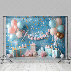 Aperturee - Aperturee Blue Sequins Wall Balloons Gifts Cake Smash Backdrop