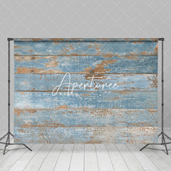 Aperturee - Aperturee Blue Shabby Wood Grain Studio Photography Backdrop