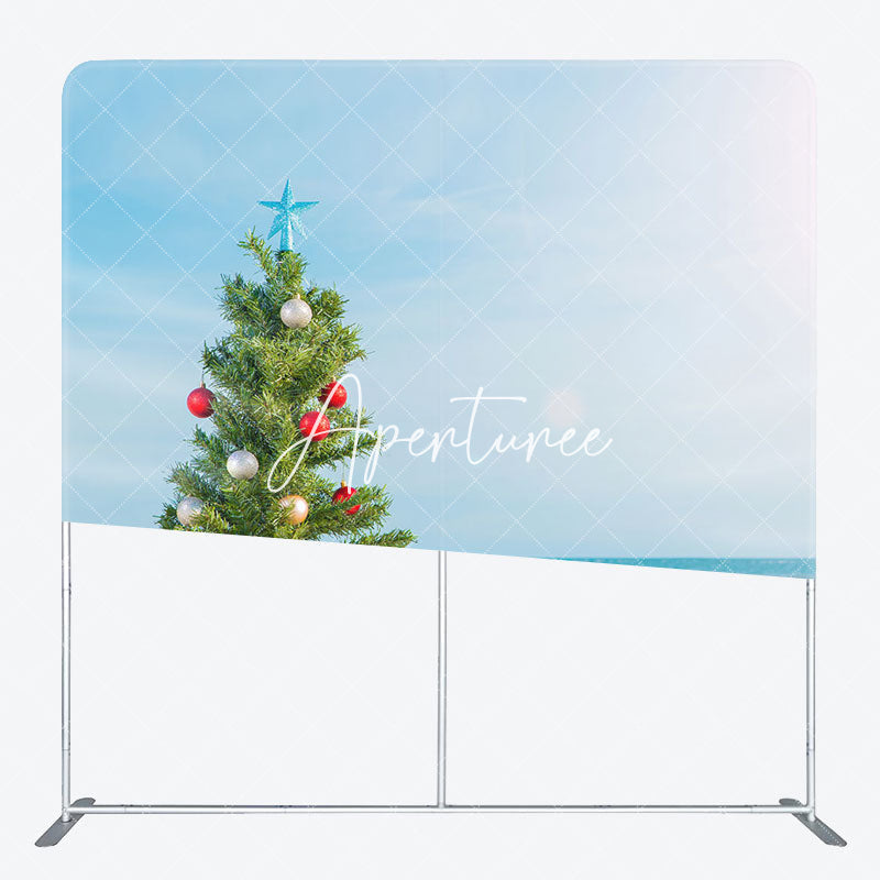 Aperturee - Aperturee Blue Sky Beach Christmas In July Pillow Case Backdrop