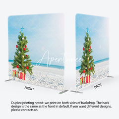 Aperturee - Aperturee Blue Sky Beach Christmas In July Pillow Case Backdrop