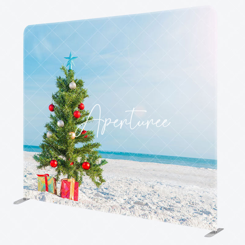 Aperturee - Aperturee Blue Sky Beach Christmas In July Pillow Case Backdrop