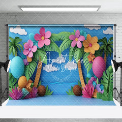 Aperturee - Aperturee Blue Sky Beach Hawaii Tropical Summer Photo Backdrop