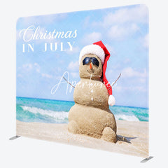 Aperturee - Aperturee Blue Sky Beach Xmas In July Tension Fabric Backdrop