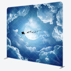 Aperturee - Aperturee Blue Sky Cloud Elk Sleigh Xmas Pillow Case Backdrop