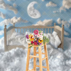 Aperturee - Aperturee Blue Sky Cloud Moon Soft Crib Cake Smash Backdrop