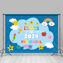 Aperturee - Aperturee Blue Sky Cloud Sun Class Of 2024 Perschool Backdrop