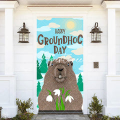 Aperturee - Aperturee Blue Sky Cloud Sunny Happy Groundhog Day Door Cover