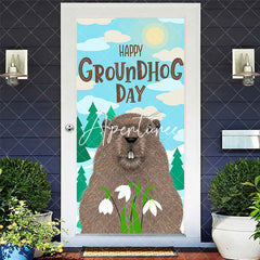 Aperturee - Aperturee Blue Sky Cloud Sunny Happy Groundhog Day Door Cover