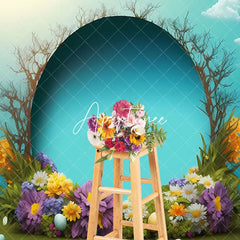 Aperturee - Aperturee Blue Sky Clouds Sunny Eggs Floral Easter Backdrop