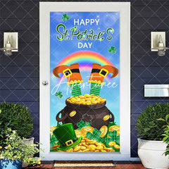 Aperturee - Aperturee Blue Sky Clover Gold Happy St Patricks Day Backdrop